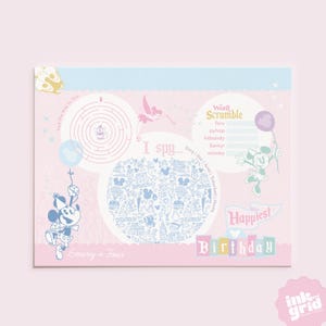 Jogos americanos de atividades de aniversário inspirados na Disney – Página para colorir - Para imprimir (tamanho carta) - DOWNLOAD DIGITAL