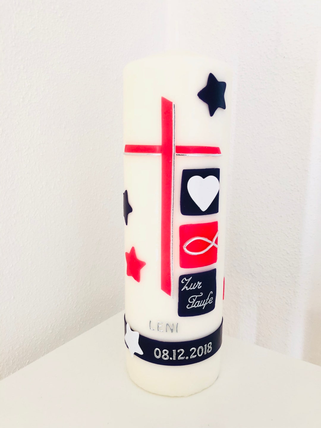 Baptismal Candle Cross Design Etsy