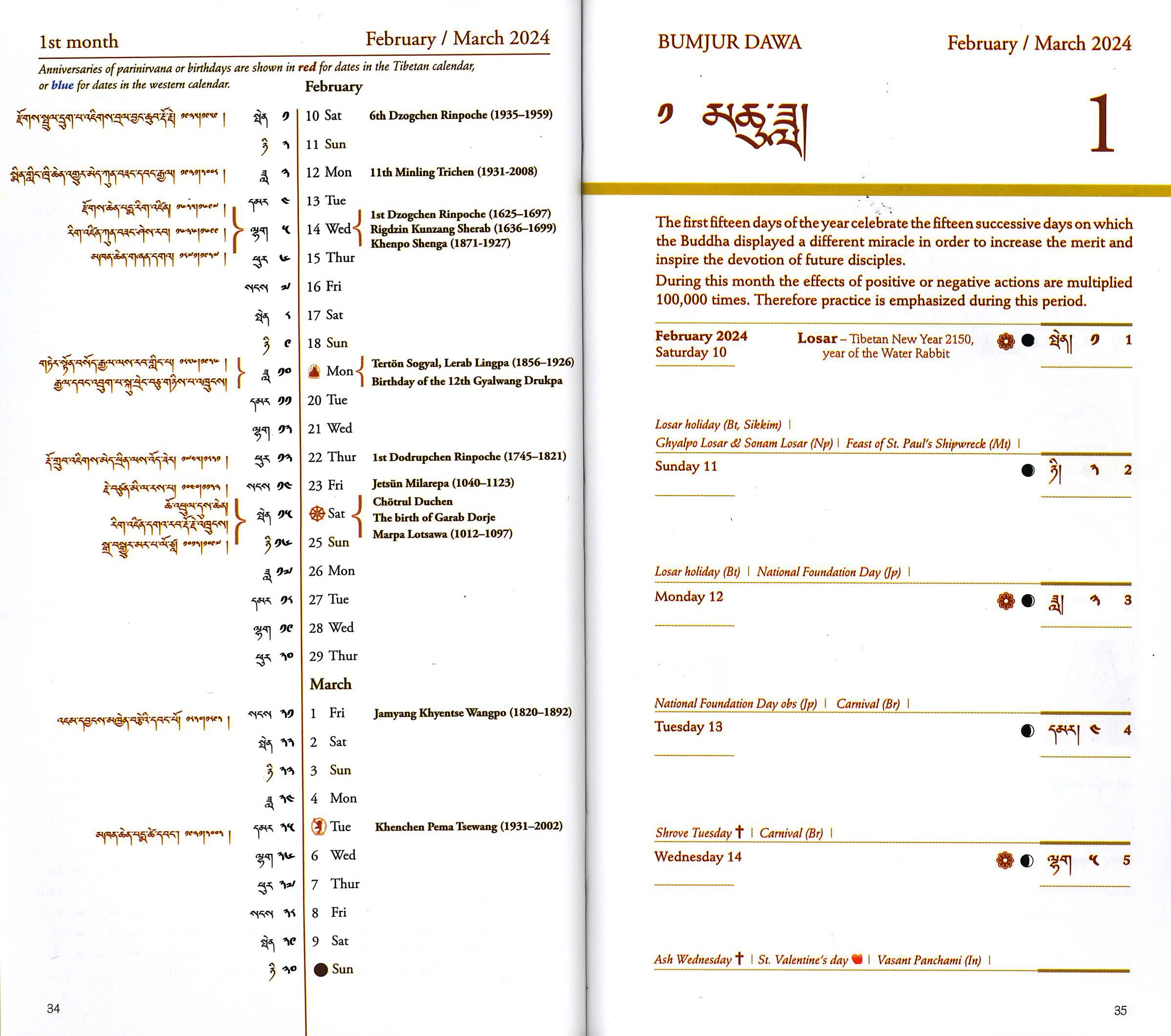 Rigpa Tibetan Calendar Etsy