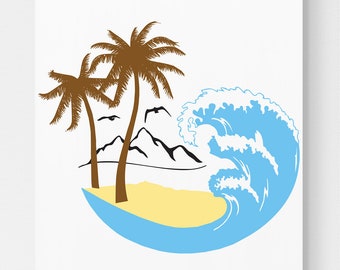 Beach Waves SVG, Palm Trees, Cricut & Silhouette (Digital Download)
