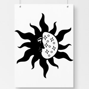 sun moon and stars svg. sun with moon design svg. tribal sun svg. dxf pdf svg png eps files for cricut silhouette and all cutting machines.