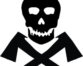 Skull and Crossbones with Axes SVG, Clipart (Digital Download)