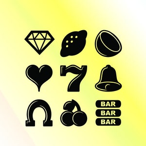 symboles de machine à sous svg. jeu svg. svg de poker professionnel. dxf eps pdf png svg fichiers.