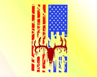 Distressed Deer American Flag SVG, Patriotic 4th July Cut File (Digital Download)