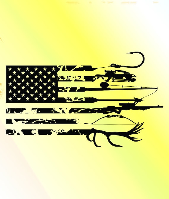 Hunting and Fishing Distressed American Flag Svg. American Flag