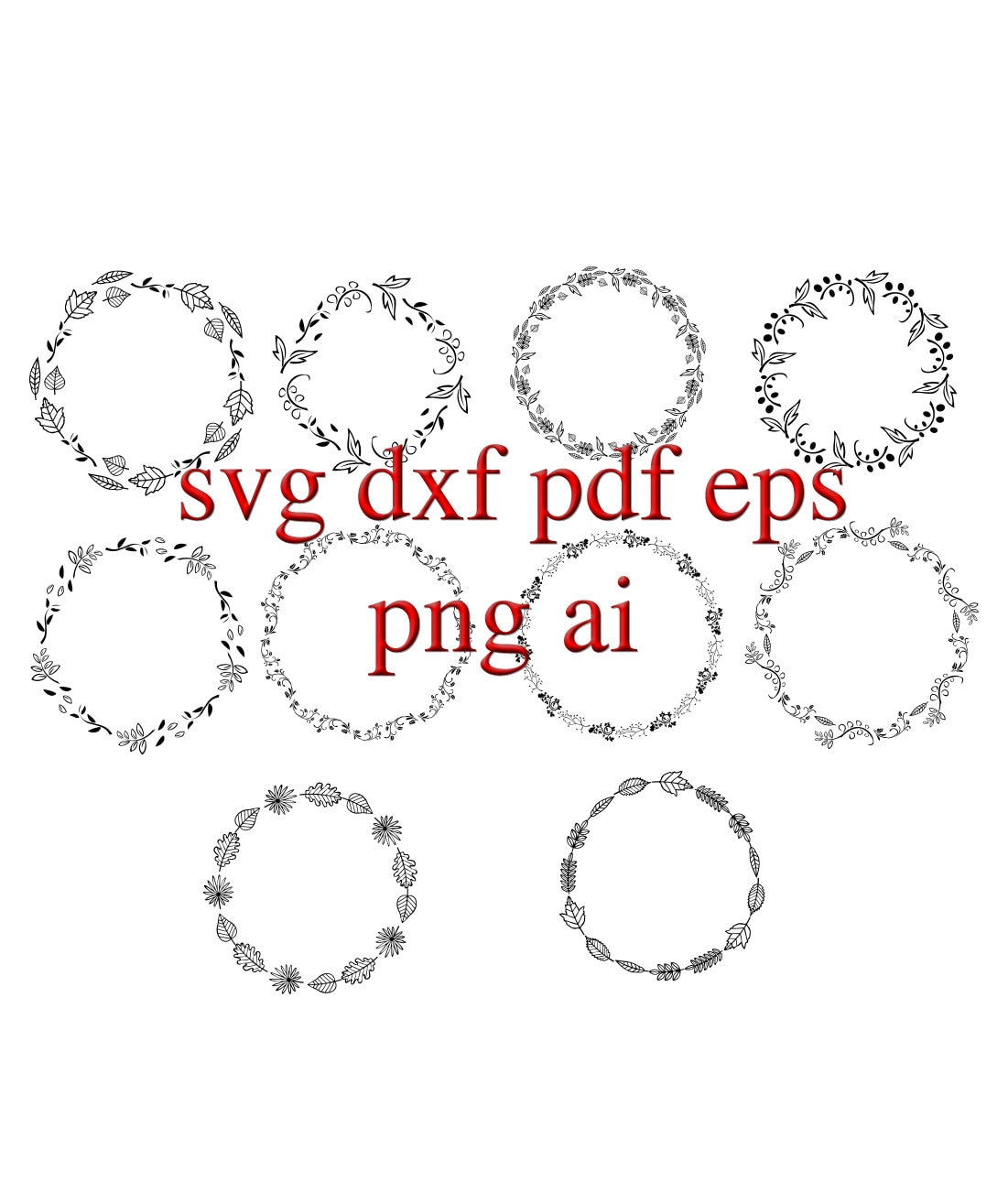 Floral Wreath Circle Svg Frame Wreath Svg Hand Drawn Wreath Cut Files ...