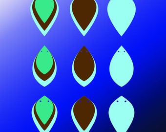 Leaf stacked earrings svg. tear drop layered earring svg. svg dxf eps pdf png earring files
