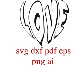 Love Heart SVG Cut File, Commercial Use (Digital Files)