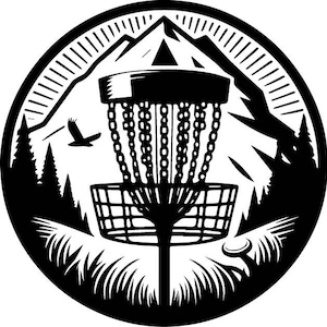 Cesta de disc golf SVG. 1 diseño, SVG de disc golf. Archivos digitales de disc golf. Archivos DXF, EPS, PDF, PNG y SVG. Archivo de máquina de corte de disc golf.