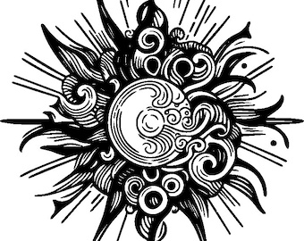Sun Design SVG Cut File for Cricut, Silhouette (Digital Download)