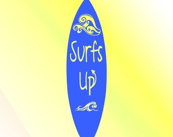 Surfboard SVG, Surfs Up Design (Digital Download)