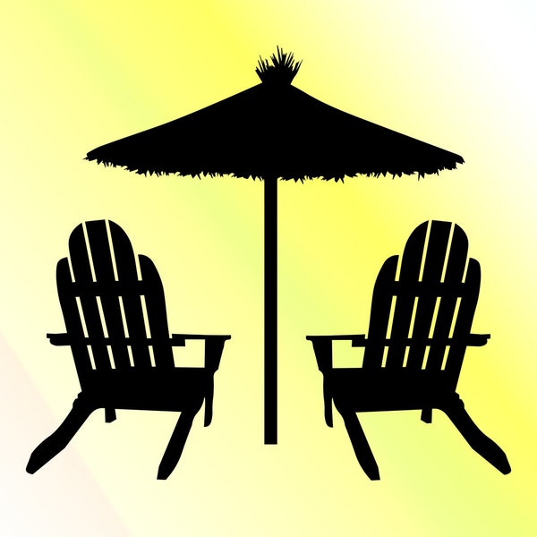 Beach chairs with umbrella svg. digital cut file svg. cricut and silhouette. all cutting machines. Dxf pdf png files. Make your own designs.