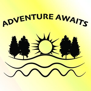 adventure awaits svg - travel adventure svg pdf dxf png eps included - make t shirts decals etc - silhouette and all cutting machines -