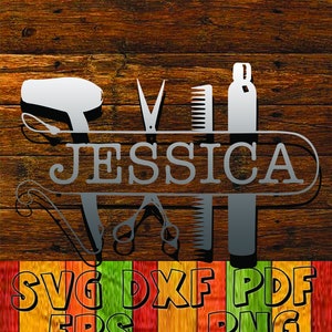 hair dresser split monogram commercial use beauty salon hair stylist svg dxf pdf eps png digital cut files for cricut silhouette laser cut