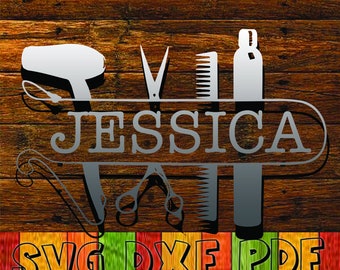 Hair Stylist Split Monogram SVG, Beauty Salon Cut Files (Digital Download)