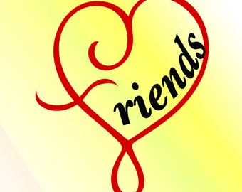 Friends Heart SVG, Cricut & Silhouette Cut File (Digital Download)