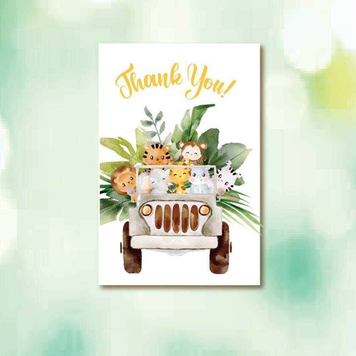 Safari Baby Shower Thank You Cards, Jungle Baby Shower Thank You Cards