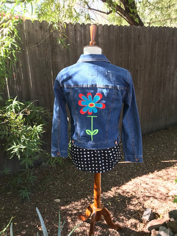 embroidered jean jacket etsy