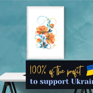 flores digitais ucranianas pintadas à mão, estilo de pintura petrykivka