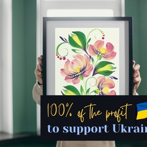 flores digitales ucranianas pintadas a mano, estilo de pintura petrykivka