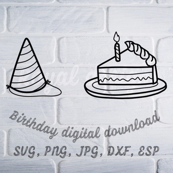 Download Birthdays Cake Svg Birthday Hat Svg Bday Vector Cake Etsy