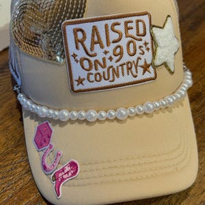 custom, trucker hat, hats, laser engraved, country music, raised on 90&#39;s country, chenille patches