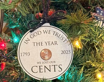Penny Ornament 2025 | "Lustiger Anhänger ""We Lost Our Cents"" | ‘Your 2 Cents’ Anhänger | Jetzt Wünsche äußern | Weihnachtsandenken