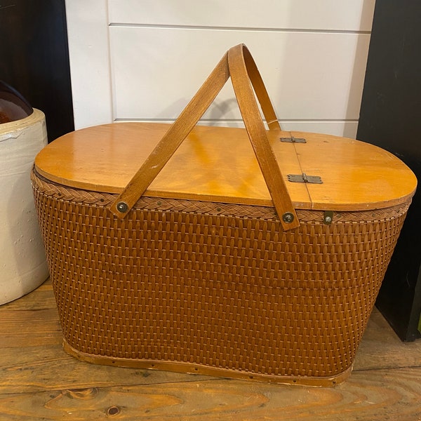 Vintage  Picnic Basket, Vintage Woven Picnic Basket, Choice