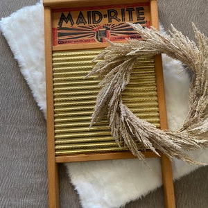 Vintage  Brass Washboard,  Vintage Metal Maid Rite Washboard, Laundry Room Decor, Farmhouse Decor, Maid Rite Washboard