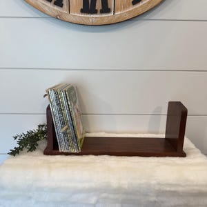 Vintage Dark Oak Wood Bookend, Heavy Library Schoolroom Book Rack