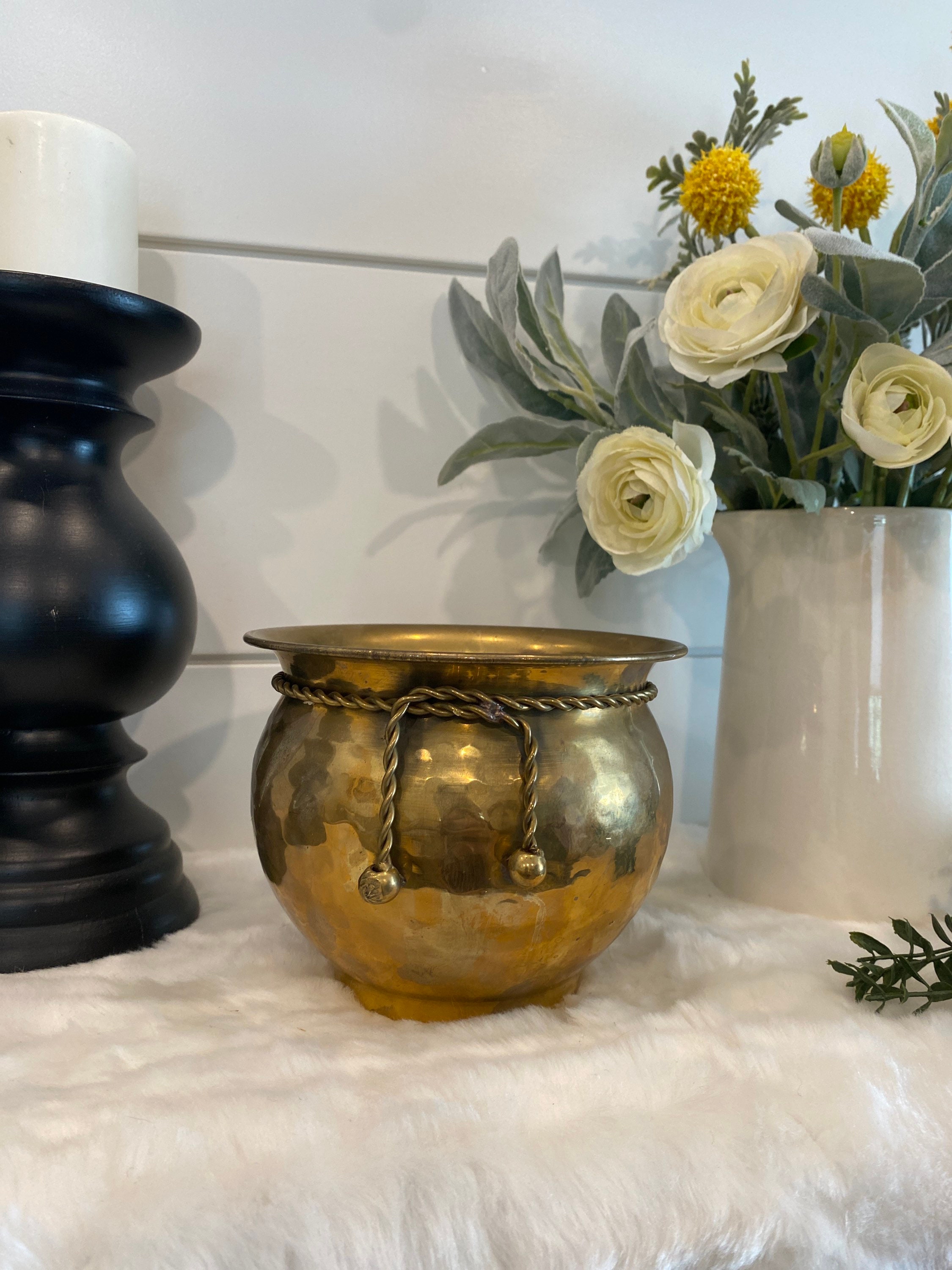 Hammered Brass Tone Metal Planter Pots, Decorative Flower Pot Plant Co –  MyGift