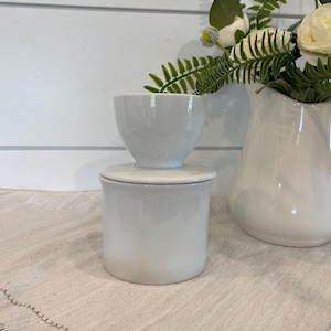 White French Butter Dish: Countertop Crock Keeper