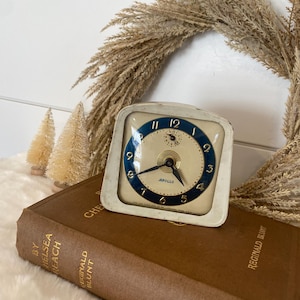 Vintage Apollo Alarm Clock: Teal & Gold Decor (Not Working)