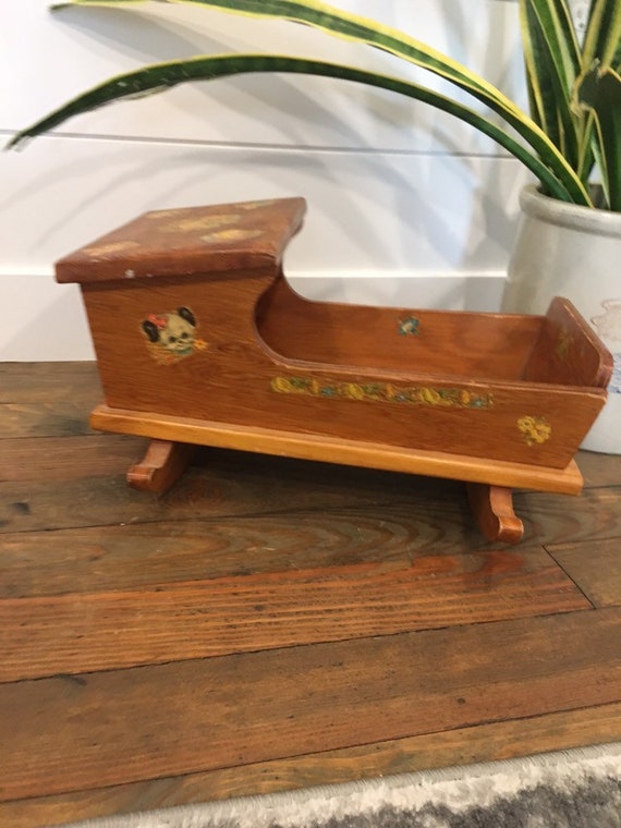wooden baby doll cradle