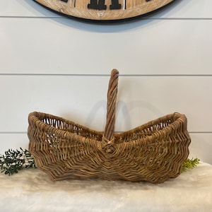 Reserved for Irving, Gathering Basket, Flower Garden Basket, Vintage Floral Basket, Photo Prop, Mothers Day, Easter Basket, French Style