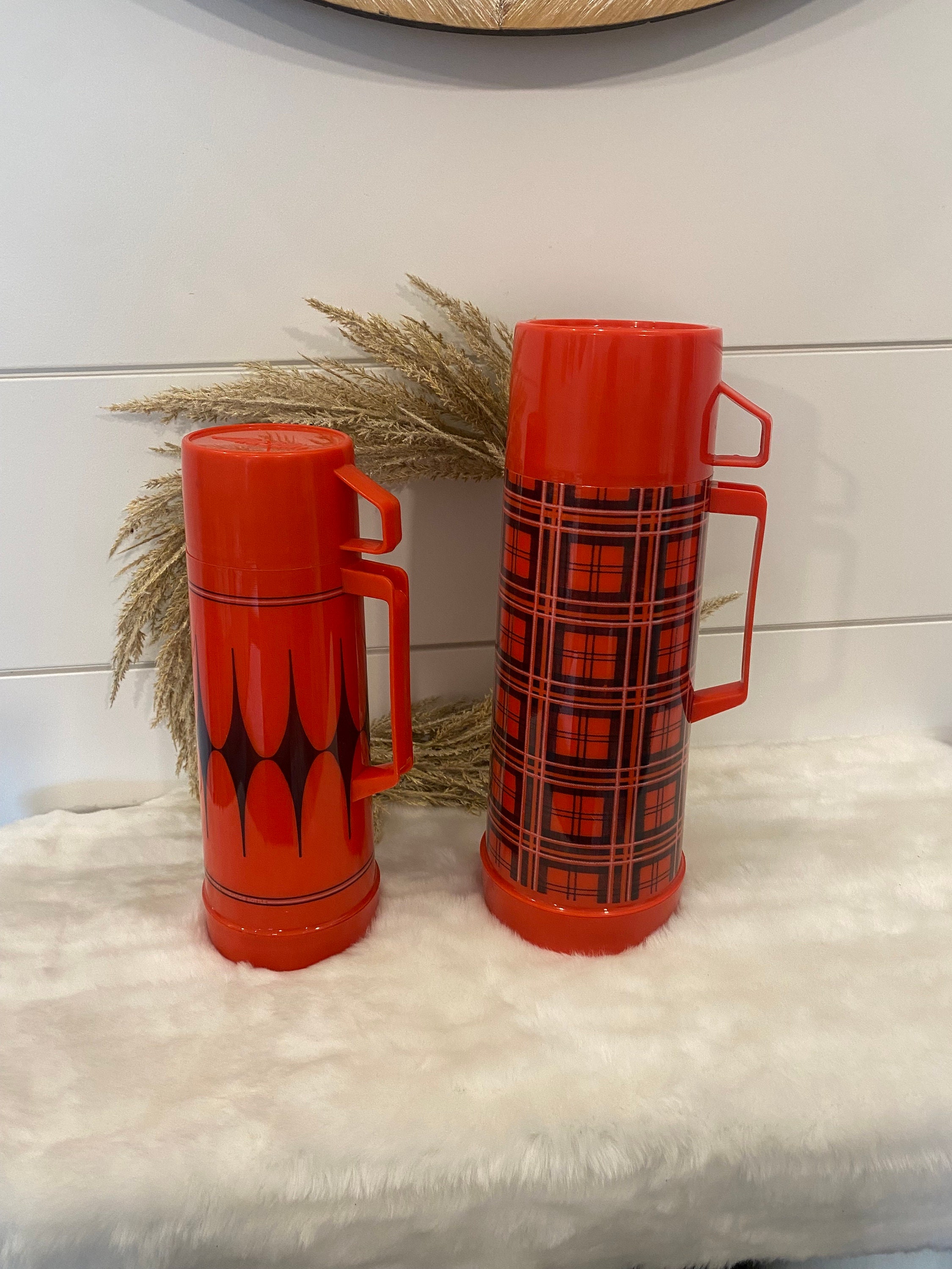 PLA0747 Orange Plaid Thermos — HOT SET PROPS