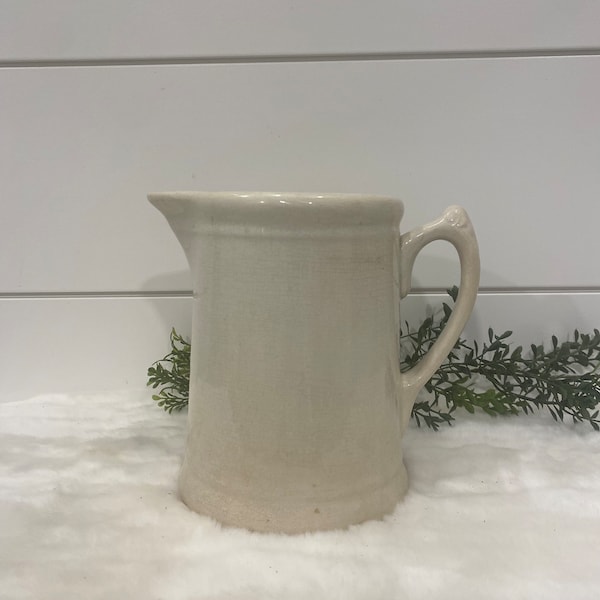 Antique  Ironstone Pitcher, Vintage  England Ironstone Pitcher, Vintage Ironstone Pitcher, Unmarked, French Country Decor, Christmas Decor