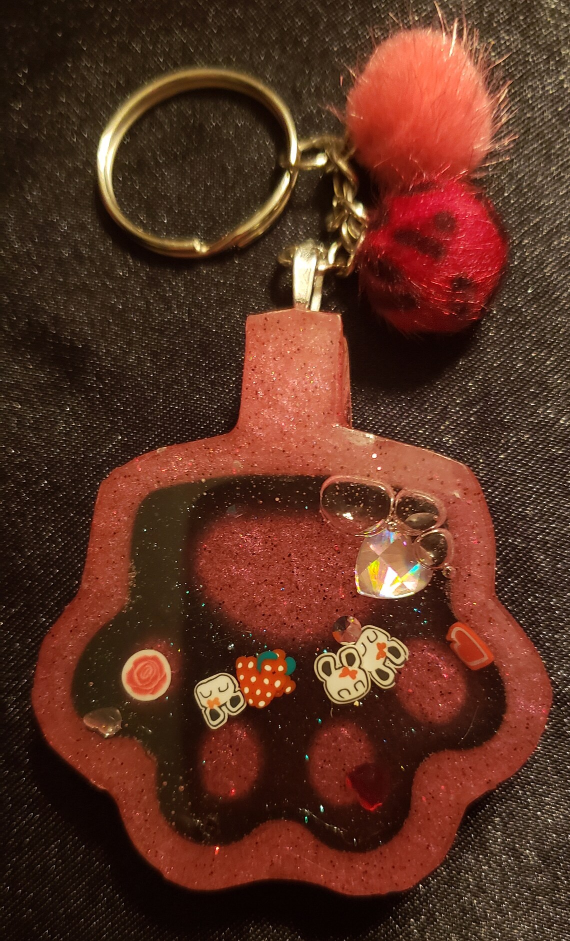 Pawprint Resin Shaker Keychain Etsy