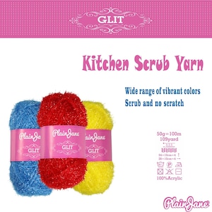 GLIT Kitchen Bathroom Scrub Yarn 100% Acrylic Easy Care No Scratch Srubbies  Vibrant Colors