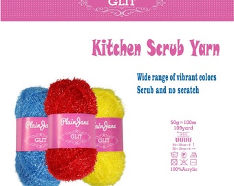 Full  set of 41 skeins of GLIT Kitchen Bathroom Scrub Yarn 100% Acrylic Easy Care No Scratch Srubbies  Vibrant Colors