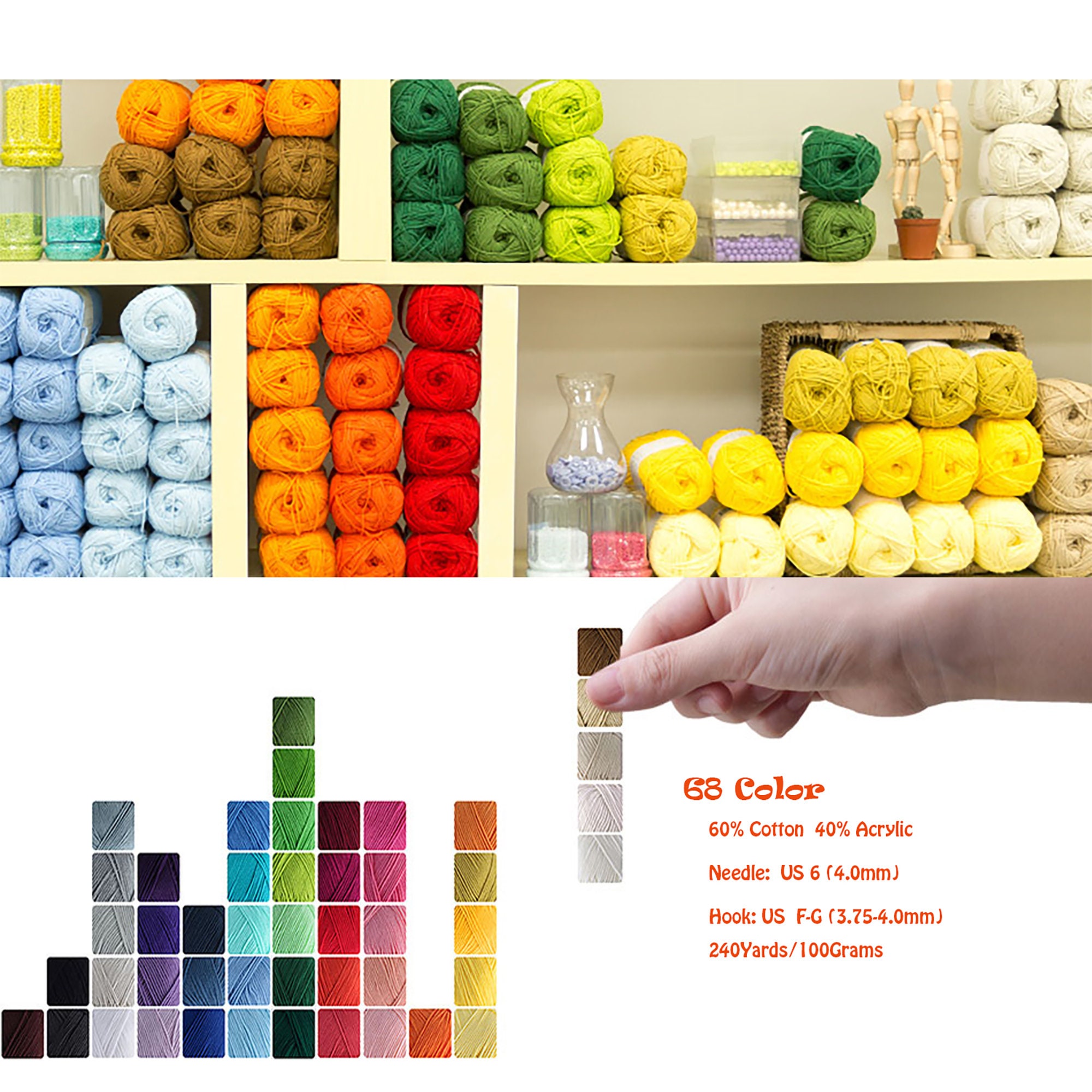 83color DK Cotton Yarn Bulk Full Set Etsy
