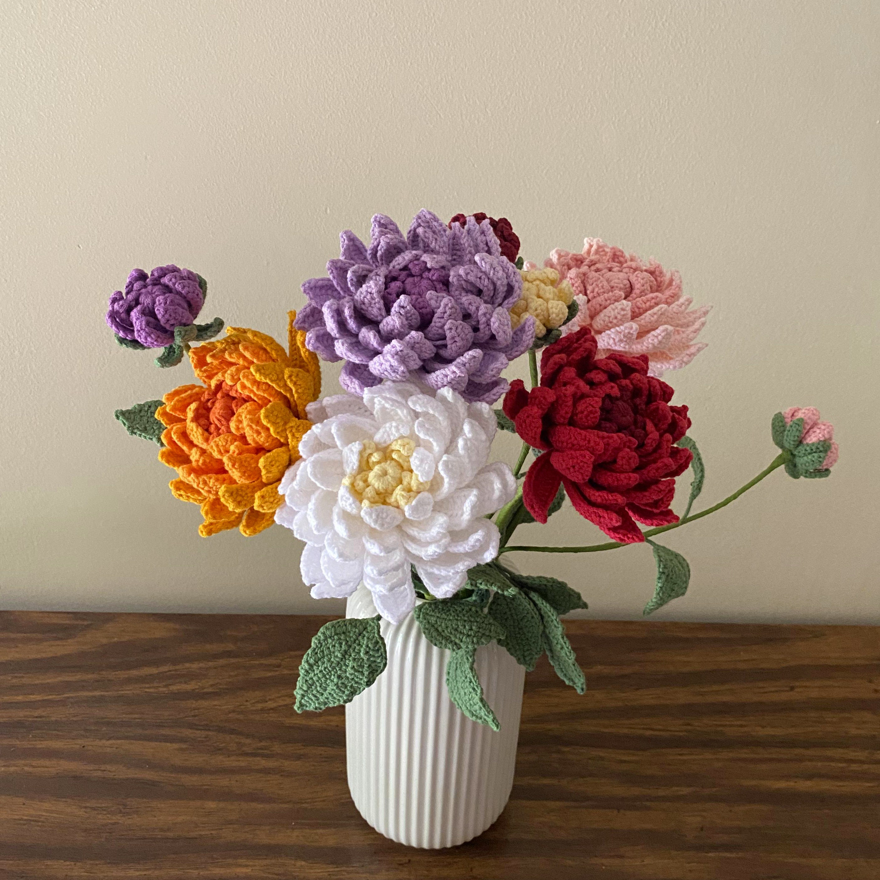 Dahlia Crochet Kit: 4pcs DIY Yarn Flower Bouquet (week 8) - Etsy