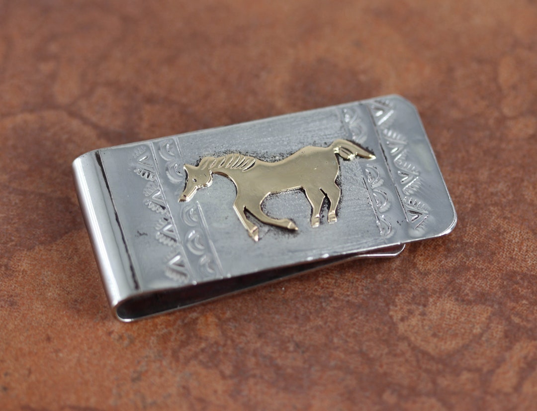 Navajo Silver Gold Horse Money Clip Etsy