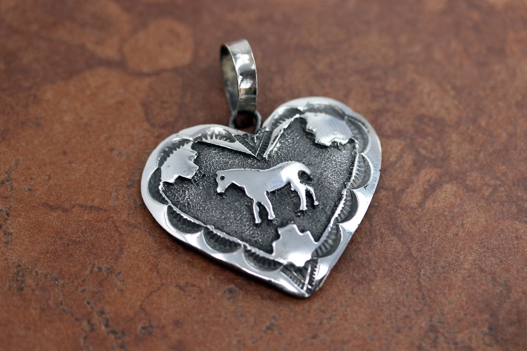 Navajo Sterling Silver Horse Heart Pendant by Emerson Kinsel Etsy