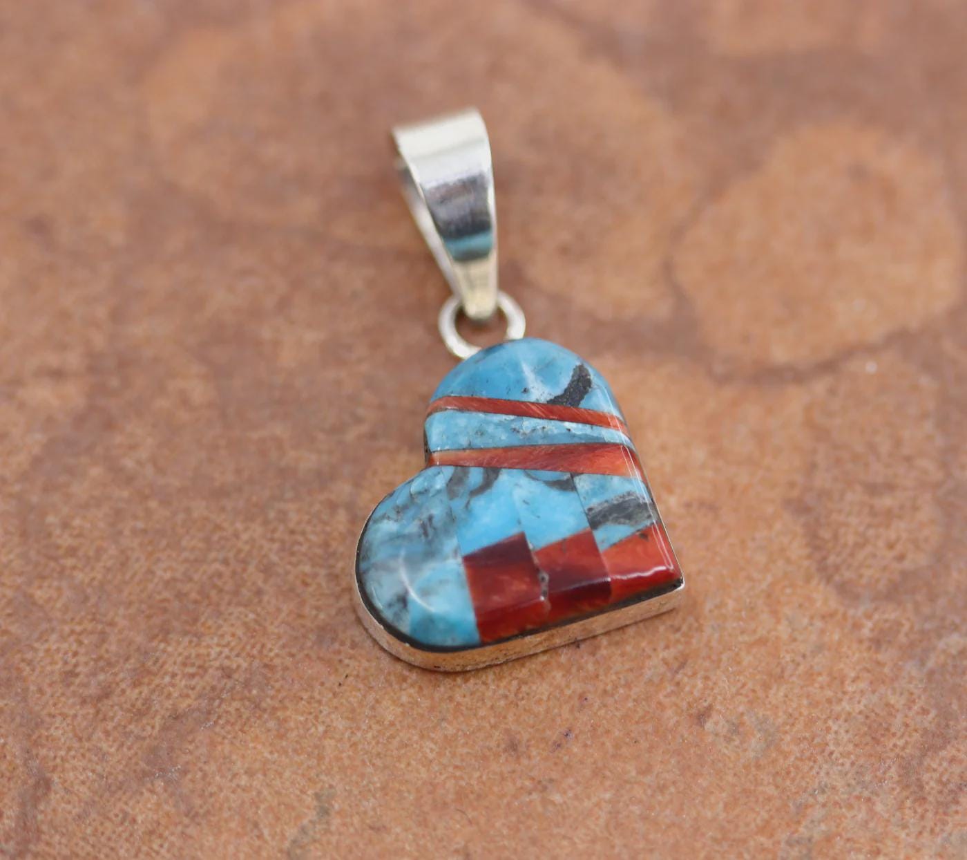 Navajo Sterling Silver Multi-stone Heart Pendant Native American 