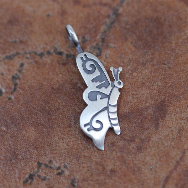 Navajo Sterling Silver Butterfly Pendant by Stanley Gene Native American Jewelry