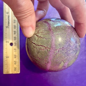 Large: Prince Sphere, Purple and Green Atlantisite (Serpentine and Stichtite) TR 8-24-12