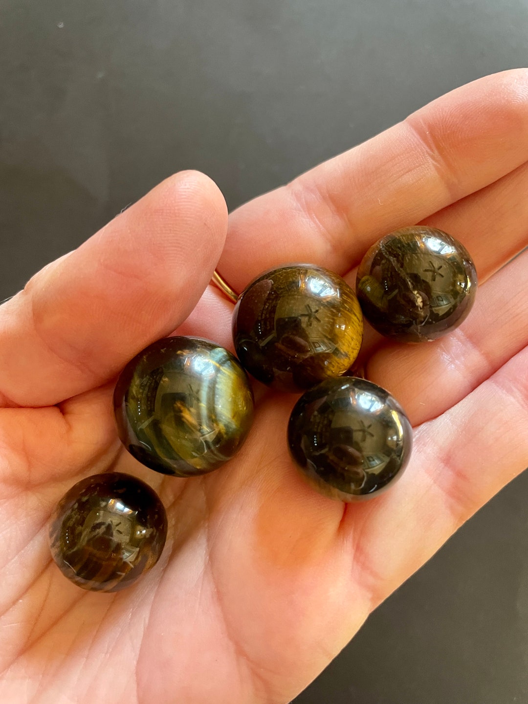 Cute Tiger Eye Sphere three BLUE Tiger Eyes ZA 223 Etsy