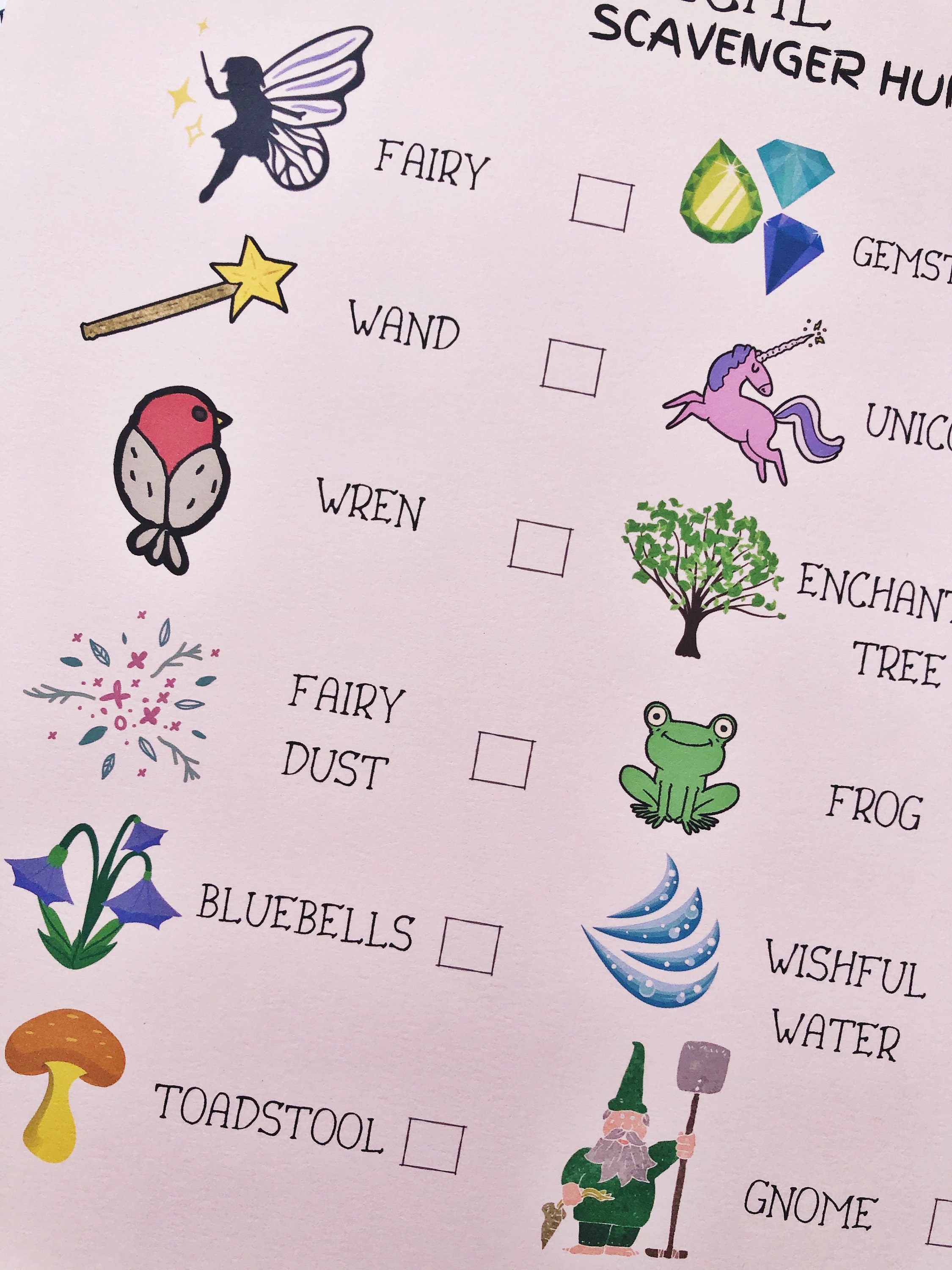 Scavenger Hunt DIGITAL Fairy Printable DIGITAL DOWNLOAD Homeschool ...