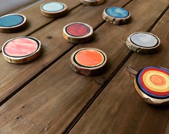 Wooden Solar System Learning Toy: Handmade Planet Slices